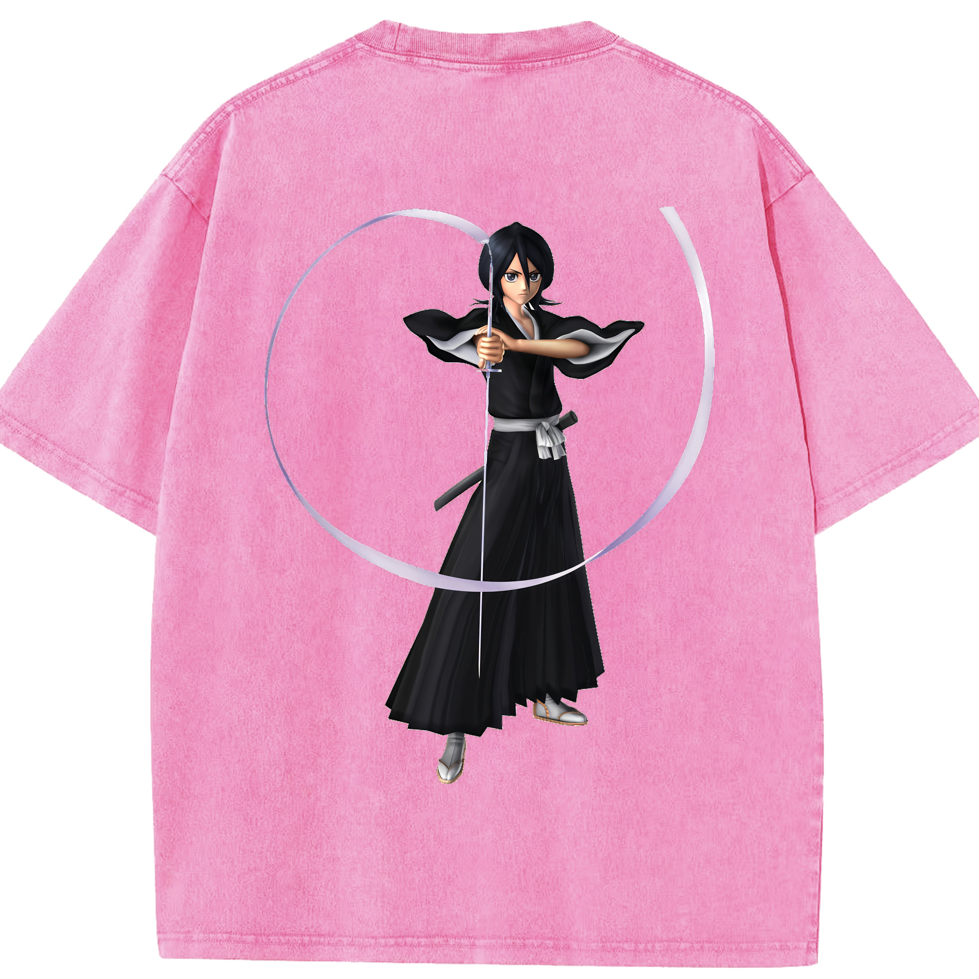 （画像用） ブリーチ 朽木ルキア BLEACH Kuchiki Rukia 綿100% ヴィンテージ風 半袖Tシャツ（背面プリント）